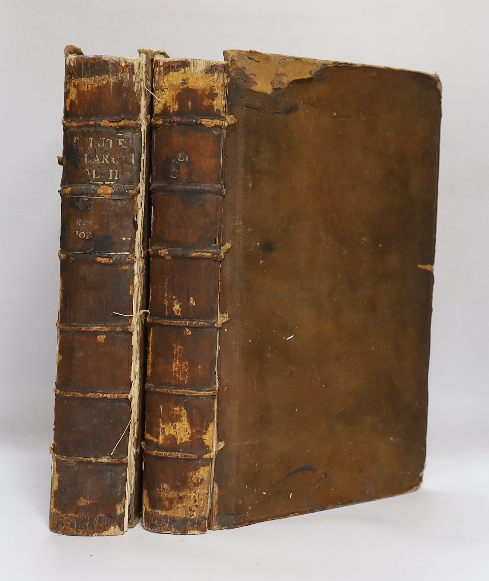 Two bound volumes Acts and Statutes 1734 (front covers detached)